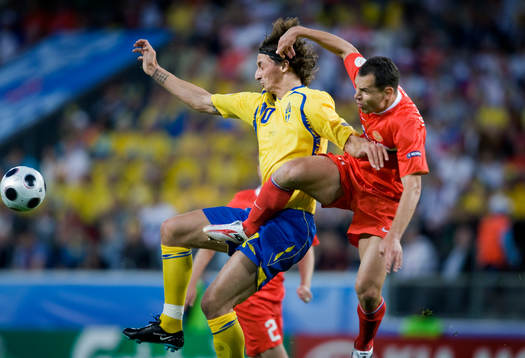 Zlatan Ibrahimovic, Sverige, och Sergei Ignashevich,