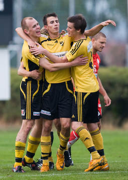 Måljubel, Fredrik Hägglund, Fisnik Alaj och Peter Olsson