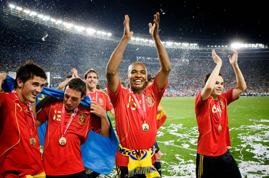 David Villa, Santi Cazorla, Marcos Senna och Andrés Iniesta