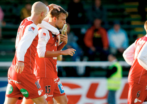 Tobias Nilsson och Joel Johansson, Falkenberg FF, jubel