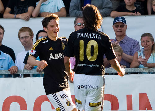Miran Burgic, och Iván Óbolo, AIK, jubel
