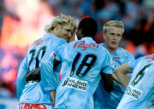 Ola Toivonen, Malmö. Jubel, Joakim Nilsson och Edward Ofere
