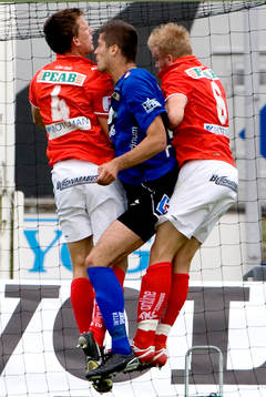 Ajsel Kujovic, Halmstad, Marcus Lindberg och Mikael Eklund,
