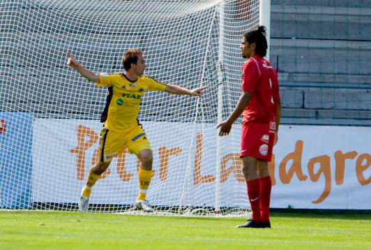Patrik Larsson, Ängelholm gjorde 1-0, jubel