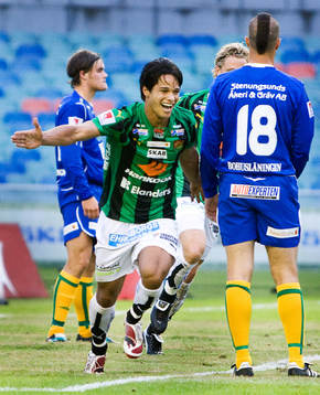 Daniel Morais Reis, GAIS, gör 2-0. Jubel