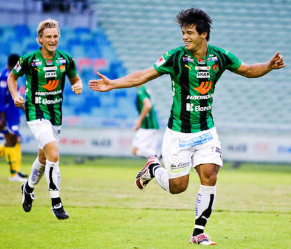 Daniel Morais Reis, GAIS, gör 2-0. Jubel