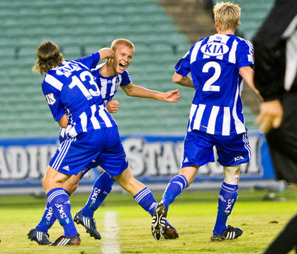 Robin Söder gör 1-0 till Göteborg, Jubel