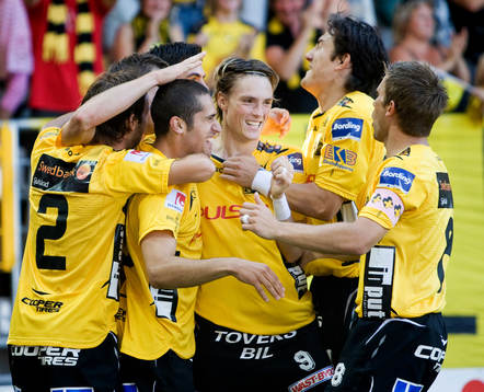 Emir Bajrami, Elfsborg, gör 1-0. Jubel