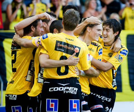 Emir Bajrami, Elfsborg, gör 1-0. Jubel