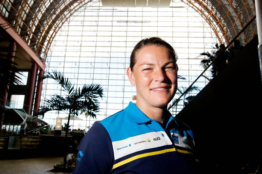 Caroline Jönsson inne på Seahawk hotellet