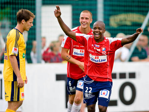 Boyd Mwila, Örgryte, kvitterar till 1-1. Jubel