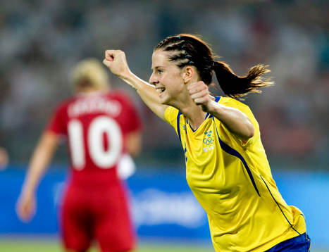 Lotta Schelin, Sverige gjorde 1-0. jubel