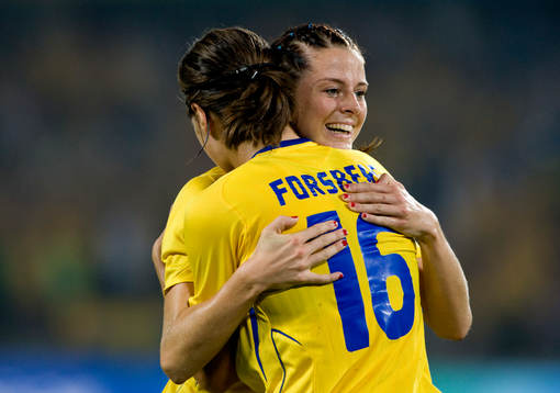 Lotta Schelin, Sverige gjorde 1-0. jubel