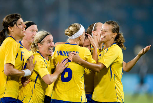 Lotta Schelin, Sverige gjorde 2-0 målet. Jubel