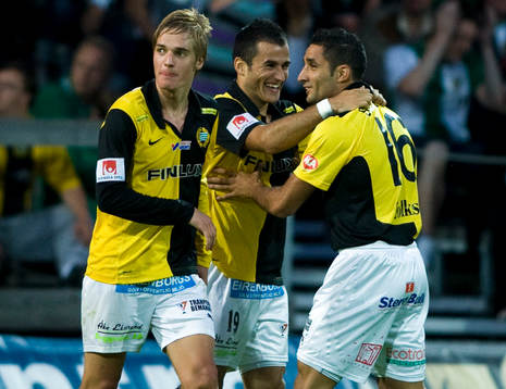 Johan Mårtensson, Levon Pachajyan, och David Durmaz, GAIS,