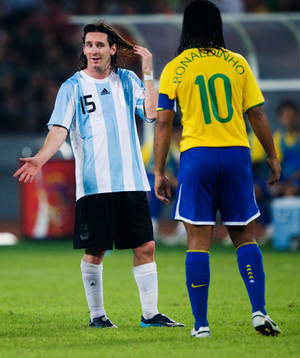 Lionel Messi, Argentina, och Ronaldinho, Brasilien