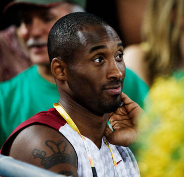 Basketbollspelaren Kobe Bryant, USA, satt på läktaren
