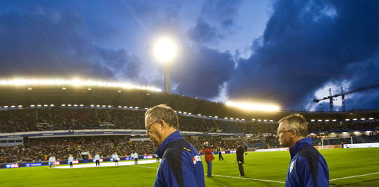 Lars Lagerbäck och Roland Andersson, förbundskapten