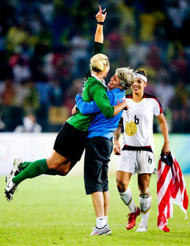 Hope Solo, målvakt och Pia Sundhage, jubel