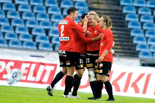Jubel. 1-0 till Trelleborg. Fredrik Jensen