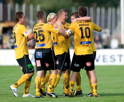 Daniel Nilsson, Niklas Skoog, jubel, Mjällby
