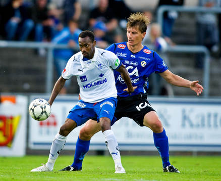Kevin Amuneke, Norrköping. Tomas Zvirgzdauskas, Halmstad