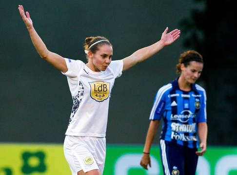 Manon Melis, LdB Malmö, jubel och Femke Maes, Djurgården