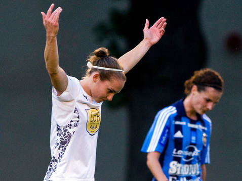 Manon Melis, LdB Malmö, jubel och Femke Maes, Djurgården