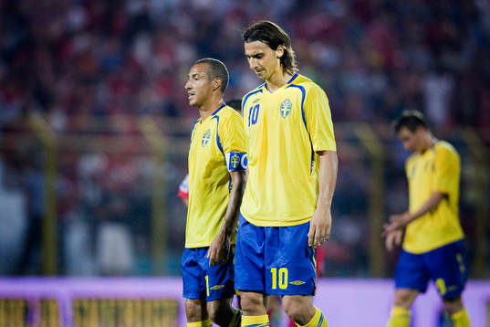 Henrik Larsson och Zlatan Ibrahimovic, Sverige, depp