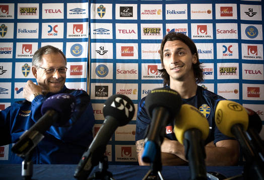 Lars Lagerbäck, förbundskapten och Zlatan Ibrahimovic
