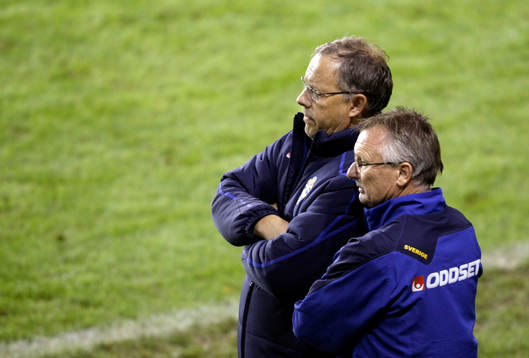 Lars Lagerbäck och Roland Andersson, förbundskapten