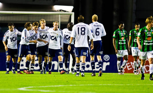 Djurgården kvitterar till 1-1 genom Johan Oremo. Jubel