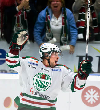 Rögle  - Färjestad: jubel Chris Abbott