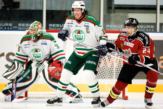Jere Myllyniemi, målvakt, Kenny Jönsson och Niklas