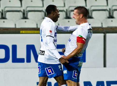 Kevin Amuneke, och Mikael Blomberg, Norrköping, jubel