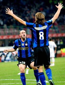 Jubel. 1-0 till Inter. Zlatan Ibrahimovic, Inter, spelar