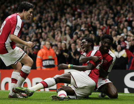 Emmanuel Adebayor, Samir Nasri och Kolo Toure, Arsenal.