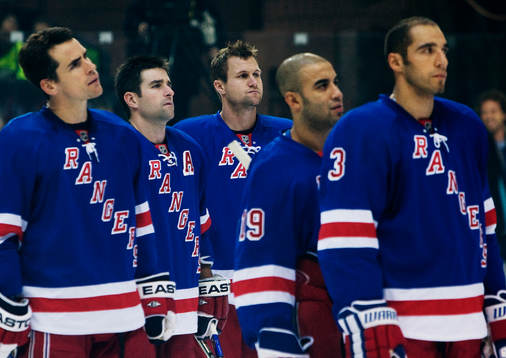 Wade Redden, Chris Drury, Markus Näslund, Scott Gomez och