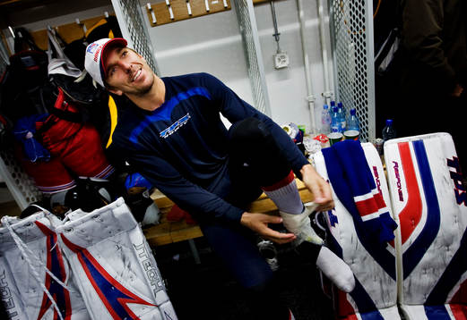 Henrik Lundqvist, målvakt, i omklädningsrummet