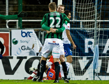 Fredrik Lundgren, och Björn Andersson, GAIS, jubel