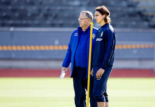 Lars Lagerbäck, förbundskapten och Zlatan Ibrahimovic