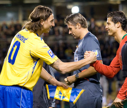 Lagkaptenerna Zlatan Ibrahimovic och Christiano Ronaldo
