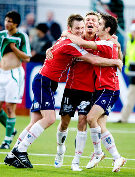 Dennis Jonsson, Marcus Allbäck, Björn Anklev, jubel,