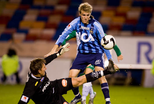 Kristoffer Björklund, målvakt Hammarby och Johan Oremo,