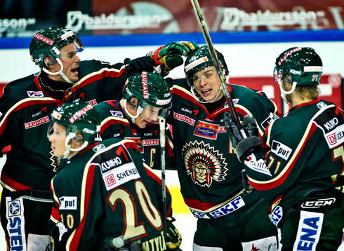 Frölunda jubel, Niklas Andersson. Riku Hahl, Ronnie