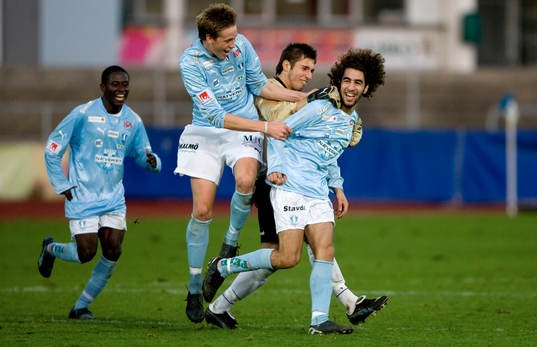 Pontus Jansson Jimmy Touma, MFF Jubel vid 1-1