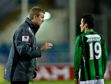 Magnus Pehrsson, tränare GAIS, Levon Pachajyan, GAIS