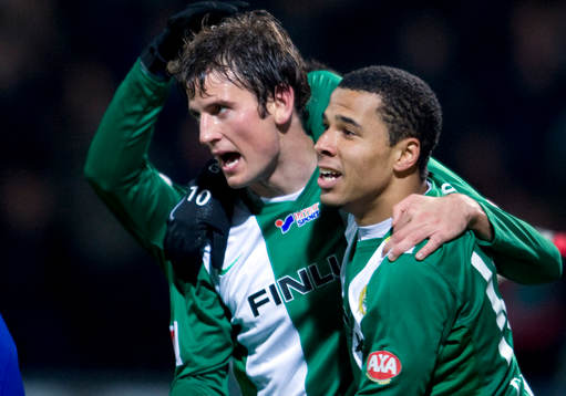 Olof Guterstam och Charlie Davies, Hammarby, jubel
