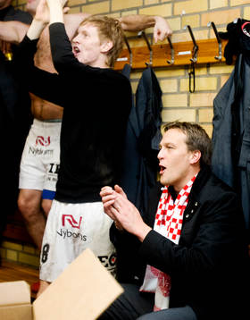 Svante Samuelsson, sportchef, jubel. Svenska Mästare 2008,