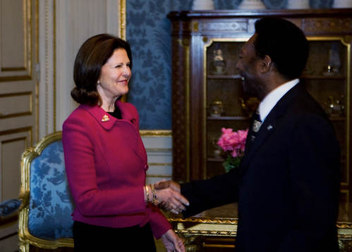 Drottning Silvia och Pelé möttes i det kungliga slottet